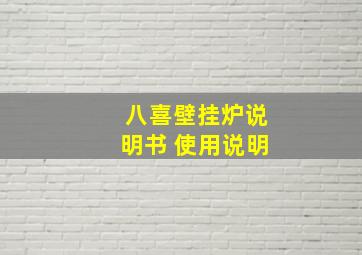 八喜壁挂炉说明书 使用说明